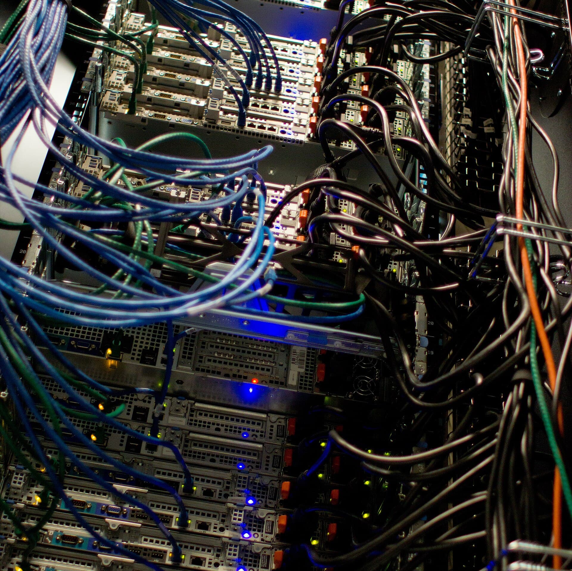Rows of servers in a data centre